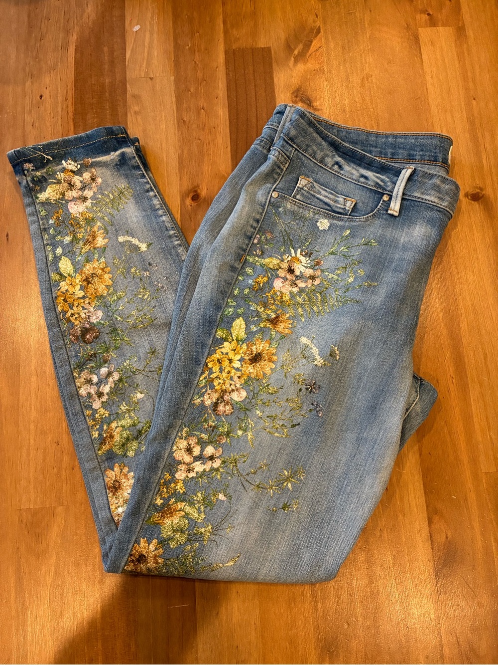 Jessica Simpson Light Blue Skinny Jeans with Floral Embroidery
